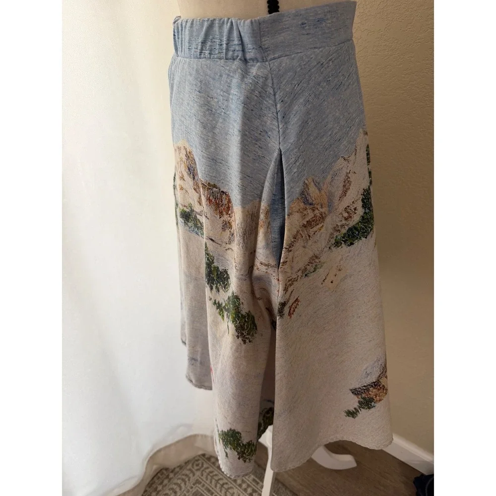 Corey Lynn Calter Winter Alpine Mountain Scene Tapestry‎ Skirt Blue White Small